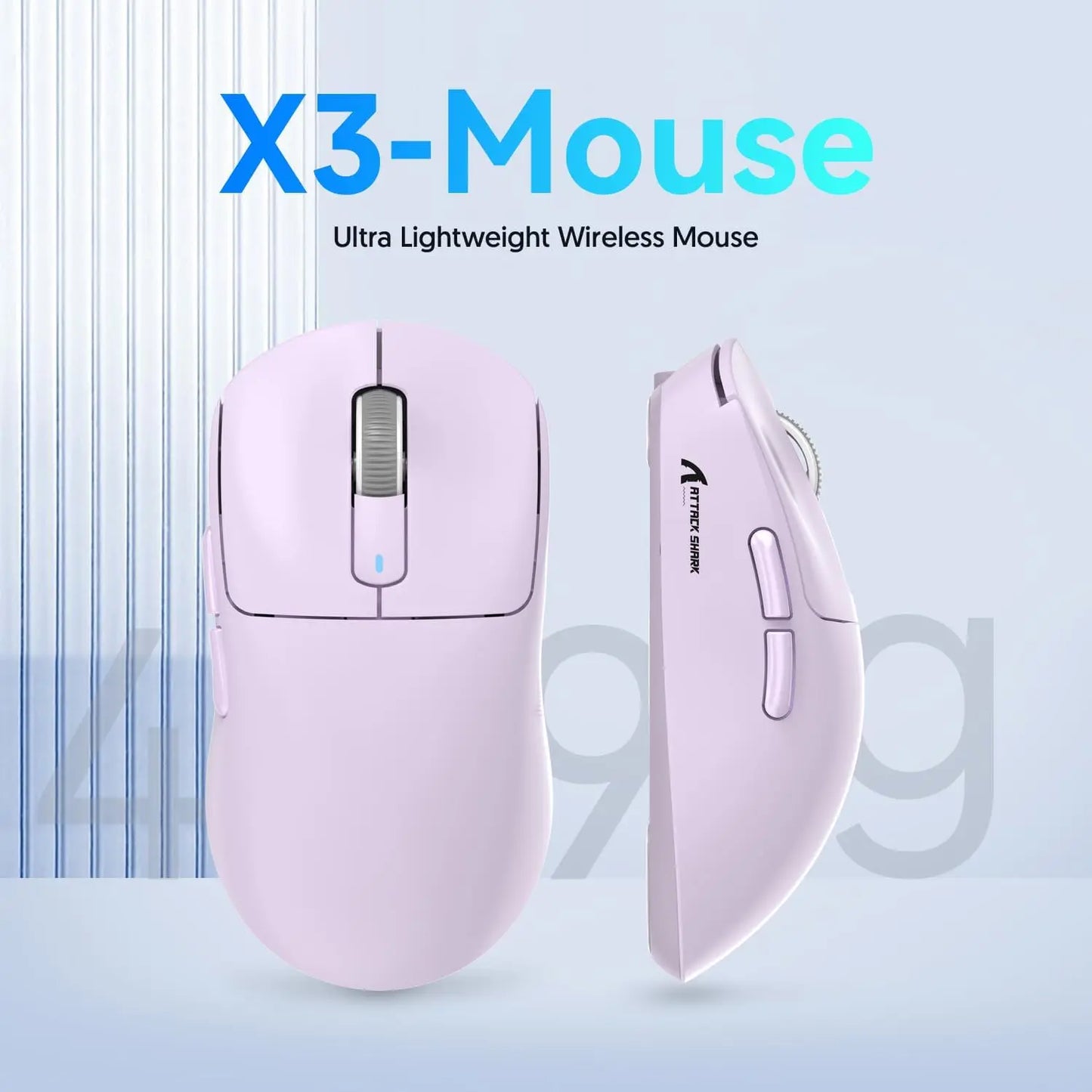Ratón para juegos Attack Shark X3/X3PRO 4K/8K trimodo, sensor PixArt PAW3395, 26 000 DPI, 49 g ultraligero, Bluetooth/2,4 G inalámbrico/con cable, para PC