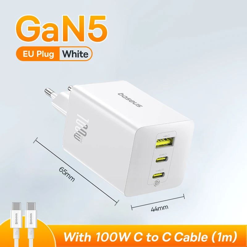 【New Sale】Baseus 100W GaN Charger Fast Charger For Xiaomi Samsung iPhone Laptop Tablet Charger PD Charger With USB Phone Charger