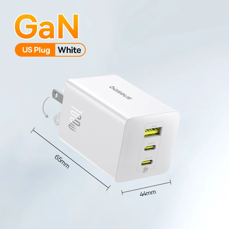 【New Sale】Baseus 100W GaN Charger Fast Charger For Xiaomi Samsung iPhone Laptop Tablet Charger PD Charger With USB Phone Charger