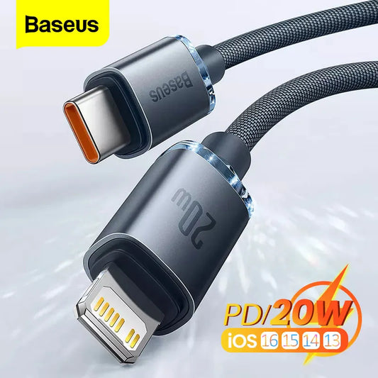 Baseus PD 20W USB Type C Cable For iPhone 14 13 12 Pro Max Fast Charging Wire Cord Charger For iPhone 11 Xs X iPad Data Cable 2m