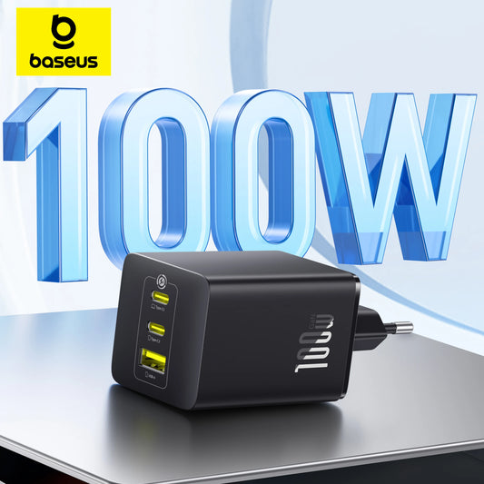 【New Sale】Baseus 100W GaN Charger Fast Charger For Xiaomi Samsung iPhone Laptop Tablet Charger PD Charger With USB Phone Charger