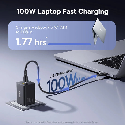 【New Sale】Baseus 100W GaN Charger Fast Charger For Xiaomi Samsung iPhone Laptop Tablet Charger PD Charger With USB Phone Charger
