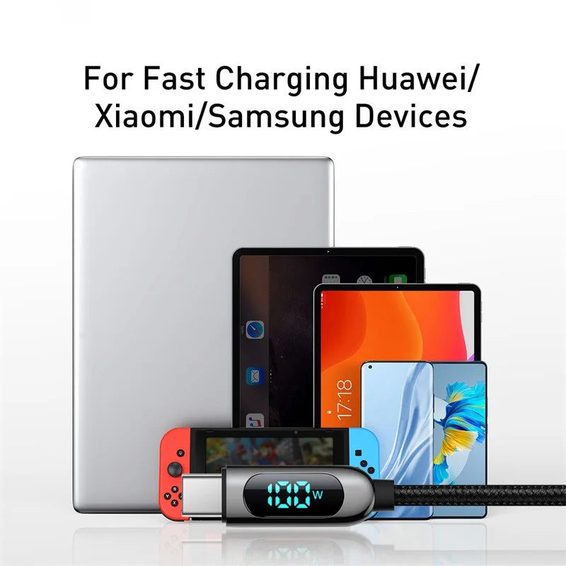 Baseus PD 100W/66W USB C Cable for iPhone 16 15 ProMax  MacBook Fast Charging Type C Cable For Xiaomi Samsung Data Wire Charging