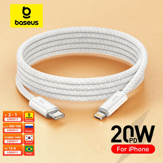 Baseus USB C Cable For IPhone 14 13 12 11 pro Max Xs Plus 20W Fast Charging Cable Type C Date Wire For ipad Macbook