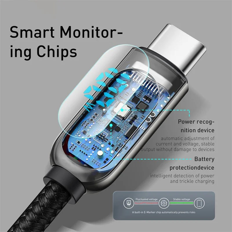 Baseus PD 100W/66W USB C Cable for iPhone 16 15 ProMax  MacBook Fast Charging Type C Cable For Xiaomi Samsung Data Wire Charging