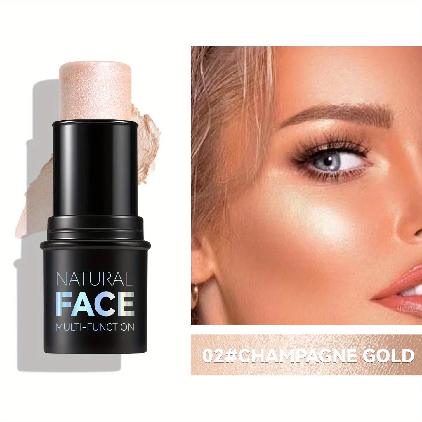 Stick de Contorno Facial 4 en 1 – Iluminador, Bronceador y Rubor Resistente al Agua